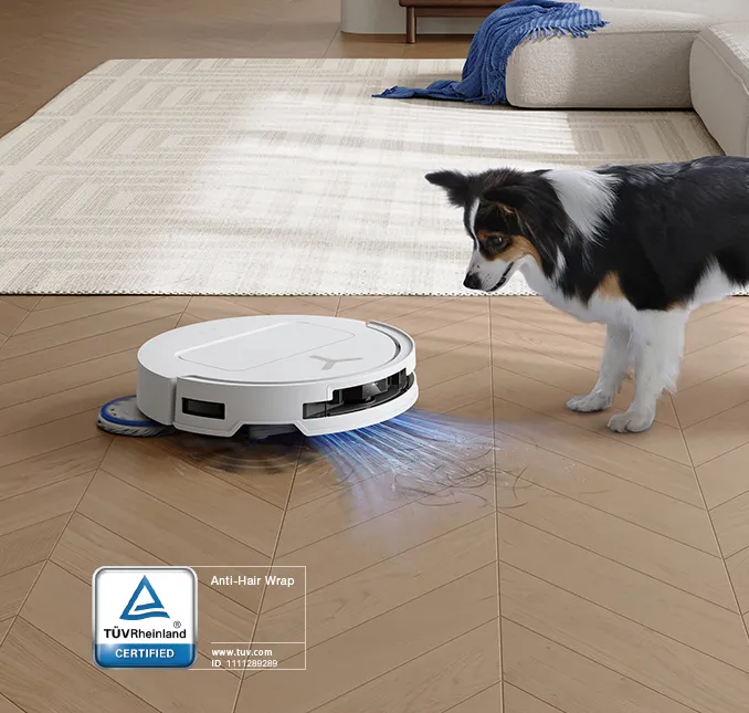 Ecovacs DEEBOT T50 PRO OMNI - Valge Zerotangle karvapusade vastane süsteem