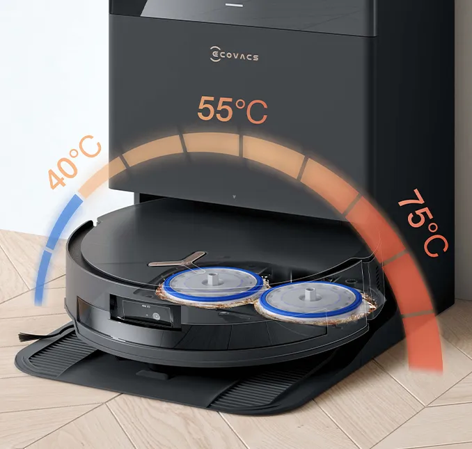 Ecovacs DEEBOT T50 MAX PRO OMNI - Must Dünaamiline temperatuurimuutus